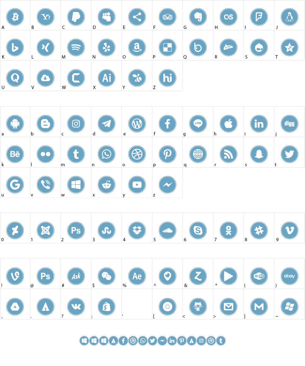 Icons Social Media 16 Font Character